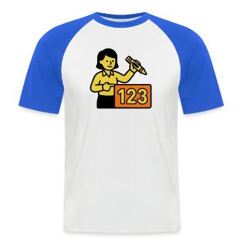 Enseignant Math 123 School - T-shirt baseball manches courtes Homme - blanc/bleu royal - Devant