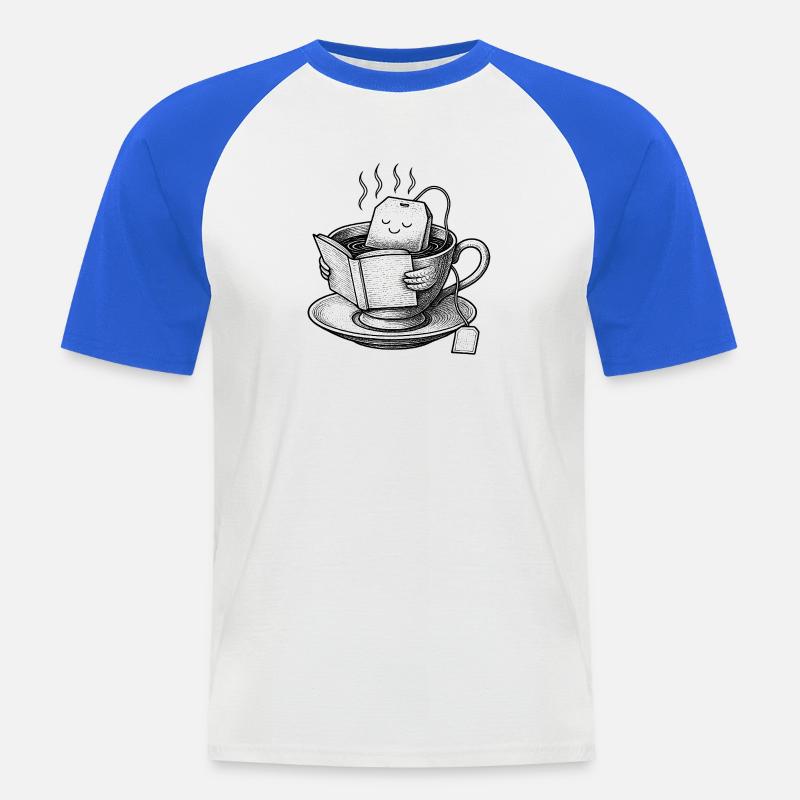 Cozy Tea Cup Reader - Männer Baseball-T-Shirt - Weiß/Royalblau