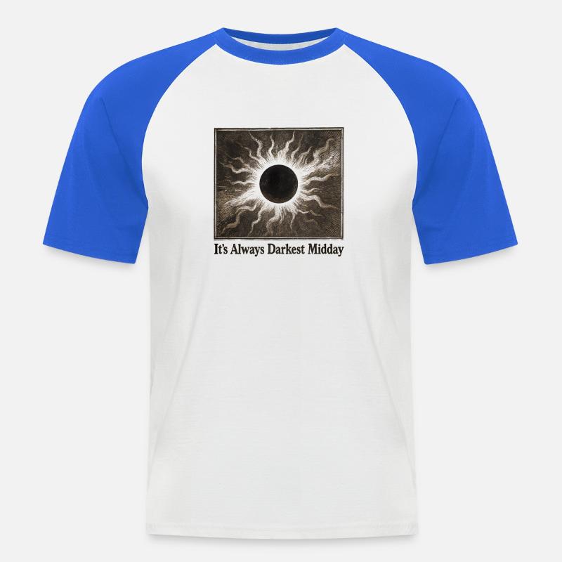 Darkest Noon | Solar eclipse - Men's Baseball T-Shirt - white/royal blue