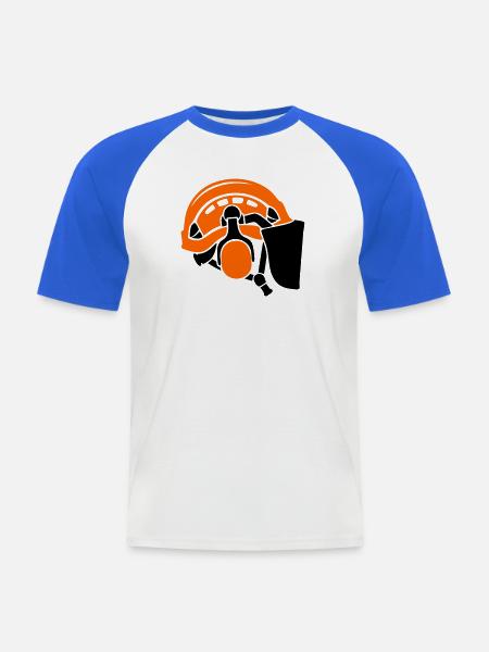 Forsthelm Baumpflege Waldarbeiter Holzfäller - Männer Baseball-T-Shirt - Weiß/Royalblau