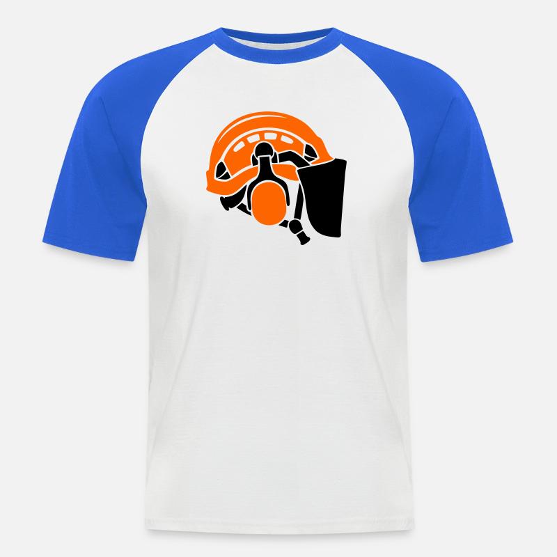 Forsthelm Baumpflege Waldarbeiter Holzfäller - Männer Baseball-T-Shirt - Weiß/Royalblau
