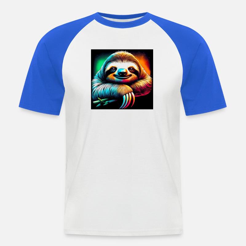 Faultier - Männer Baseball-T-Shirt - Weiß/Royalblau