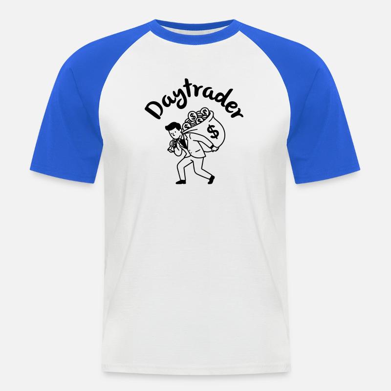 Daytrader - Männer Baseball-T-Shirt - Weiß/Royalblau