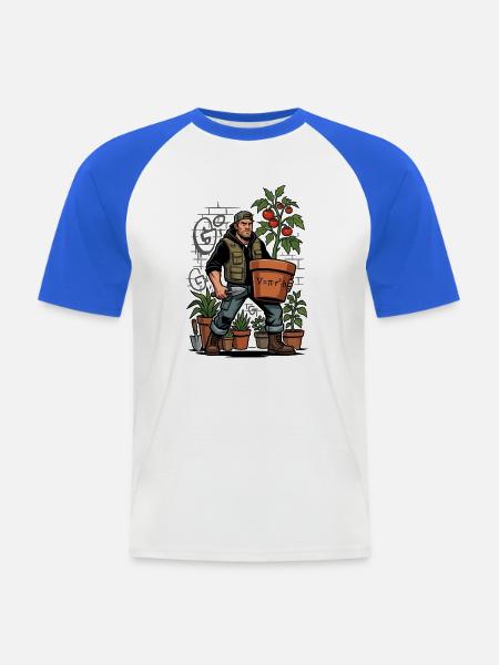 Gardener with tomato formula - Men's Baseball T-Shirt - white/royal blue