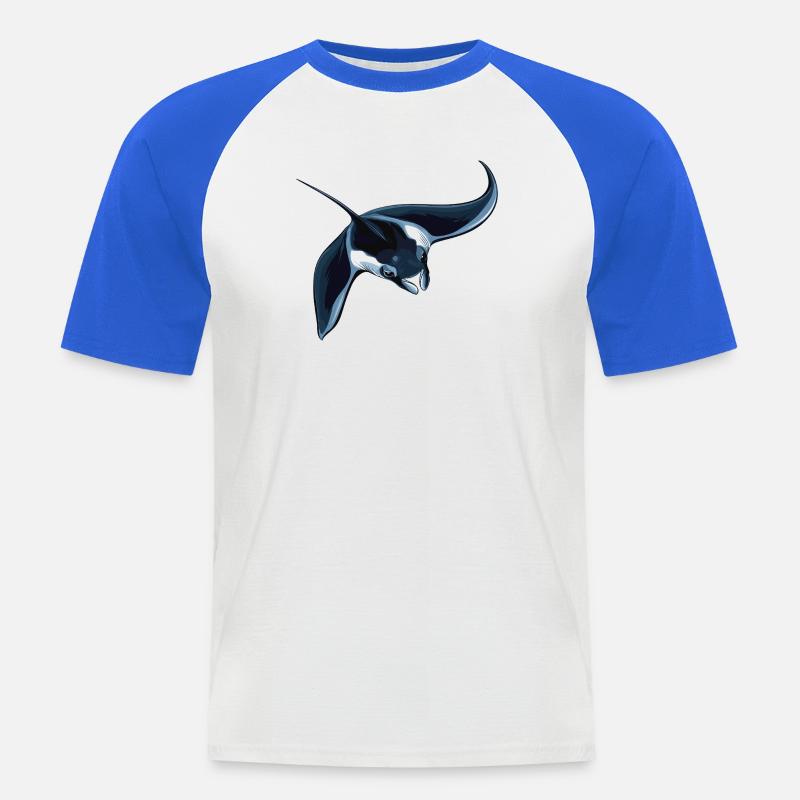 Rochen Mantarochen - Männer Baseball-T-Shirt - Weiß/Royalblau