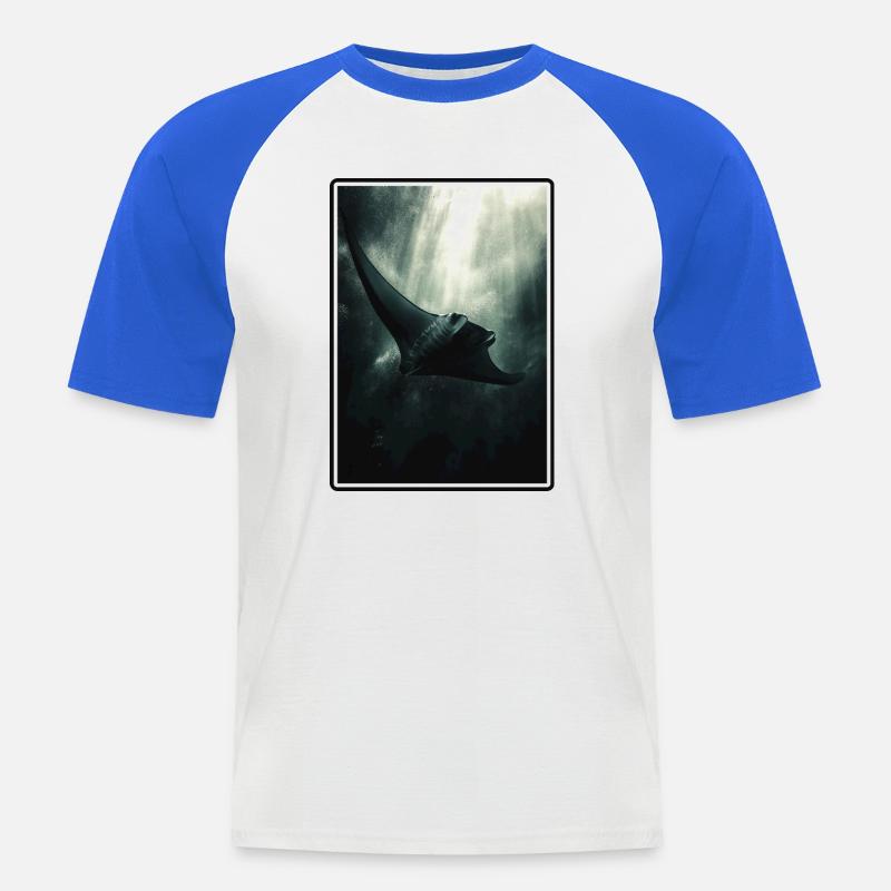 Rochen Mantarochen - Männer Baseball-T-Shirt - Weiß/Royalblau