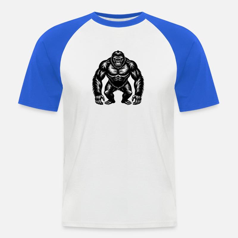 Gorilla - Männer Baseball-T-Shirt - Weiß/Royalblau
