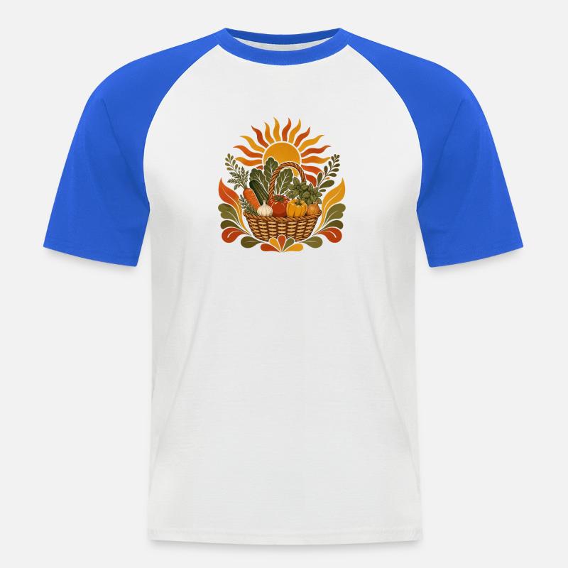 Sommerernte Korb - Männer Baseball-T-Shirt - Weiß/Royalblau