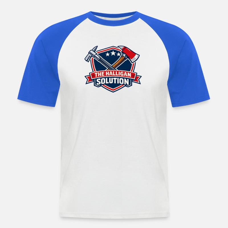 Halligan Solution Schild Grafik - Männer Baseball-T-Shirt - Weiß/Royalblau