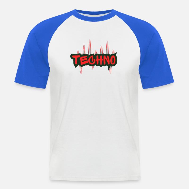 Techno - Männer Baseball-T-Shirt - Weiß/Royalblau