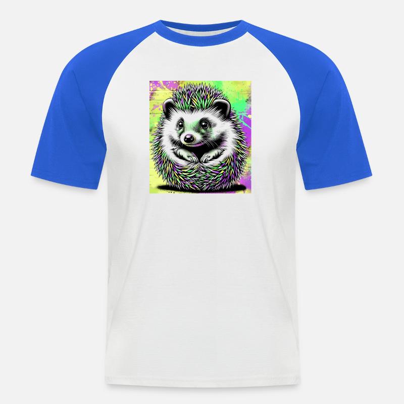 Igel - Männer Baseball-T-Shirt - Weiß/Royalblau