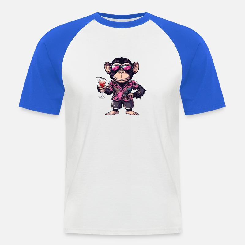 Gorilla Comic Sommer - Männer Baseball-T-Shirt - Weiß/Royalblau