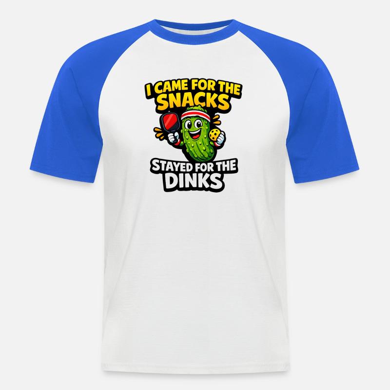 Gurkenheld: Snacks statt Dinks - Männer Baseball-T-Shirt - Weiß/Royalblau
