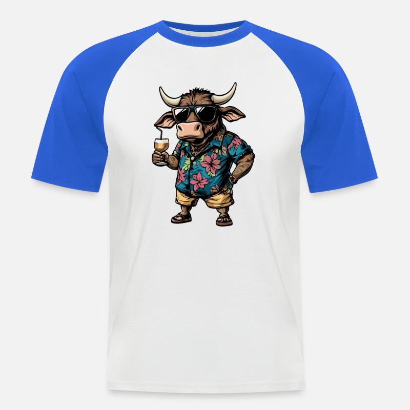 Taurus Comic Summer - Men's Baseball T-Shirt - white/royal blue