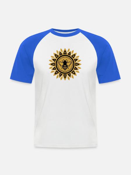 Mandala Bee Boho Yoga Beekeeping Bees - Men's Baseball T-Shirt - white/royal blue