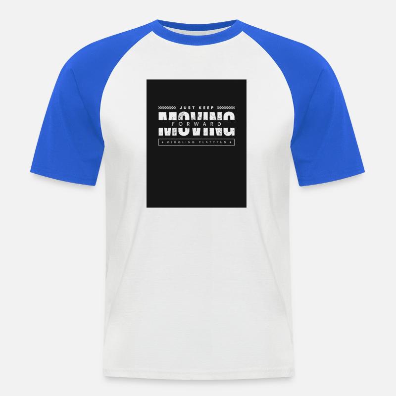 Continue simplement d’avancer, ornithorynque - T-shirt baseball manches courtes Homme - blanc/bleu royal