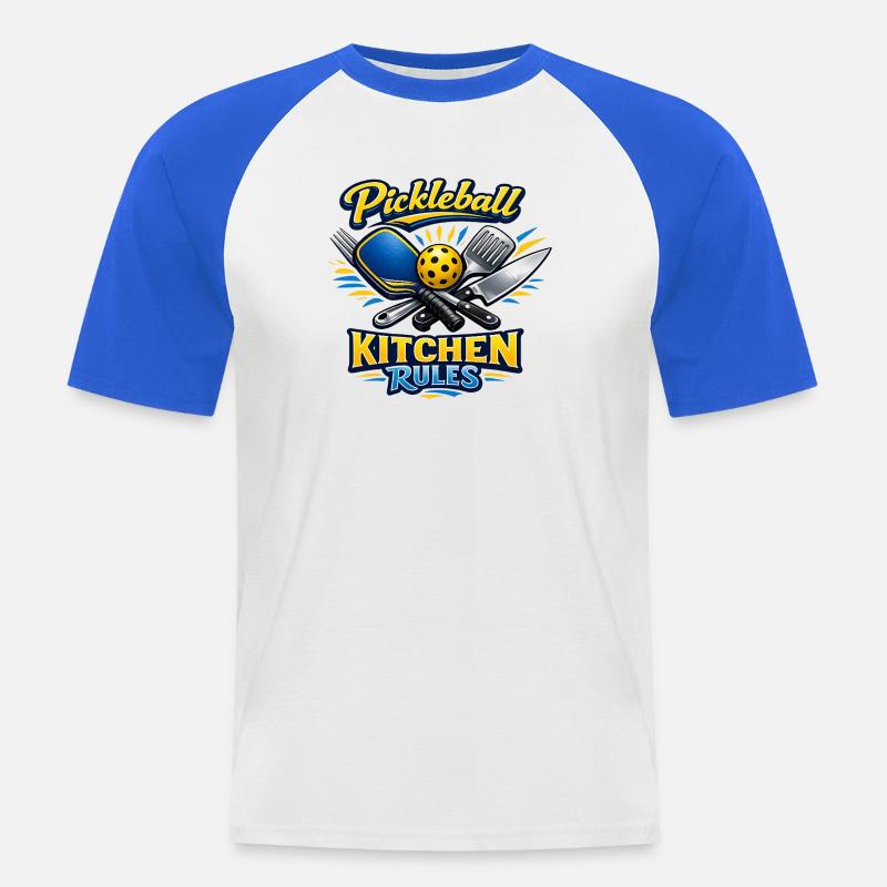 Pickleball Kitchen Rules - Männer Baseball-T-Shirt - Weiß/Royalblau