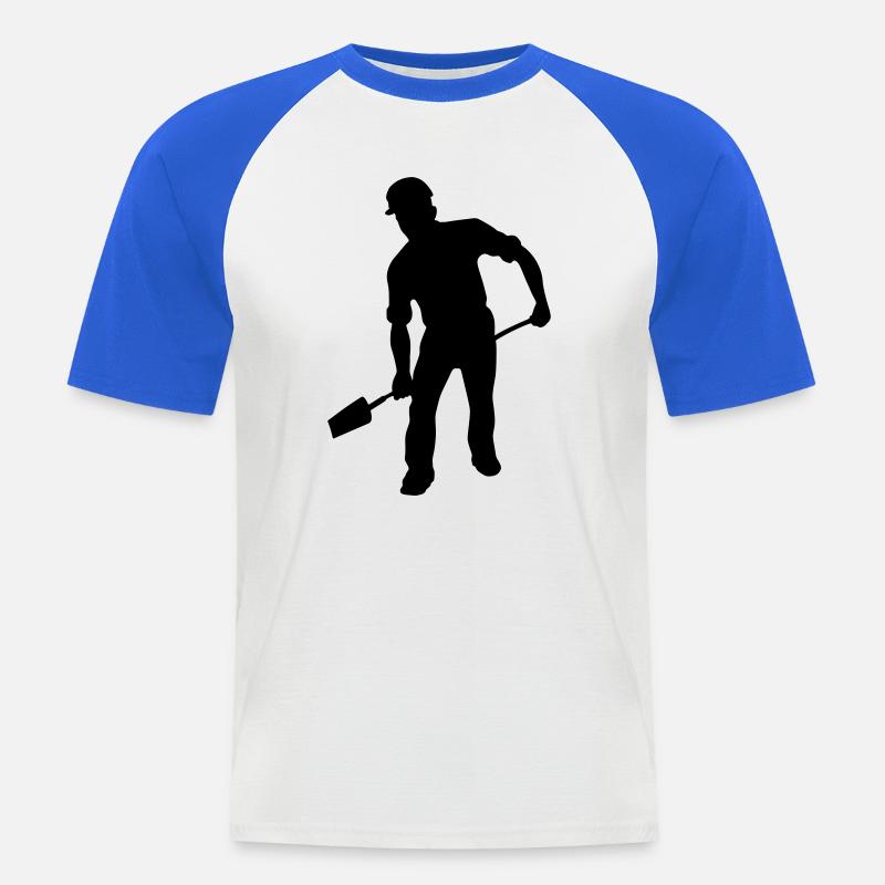 Bodenarbeiter mit der Schaufel – harte Arbeit - Männer Baseball-T-Shirt - Weiß/Royalblau