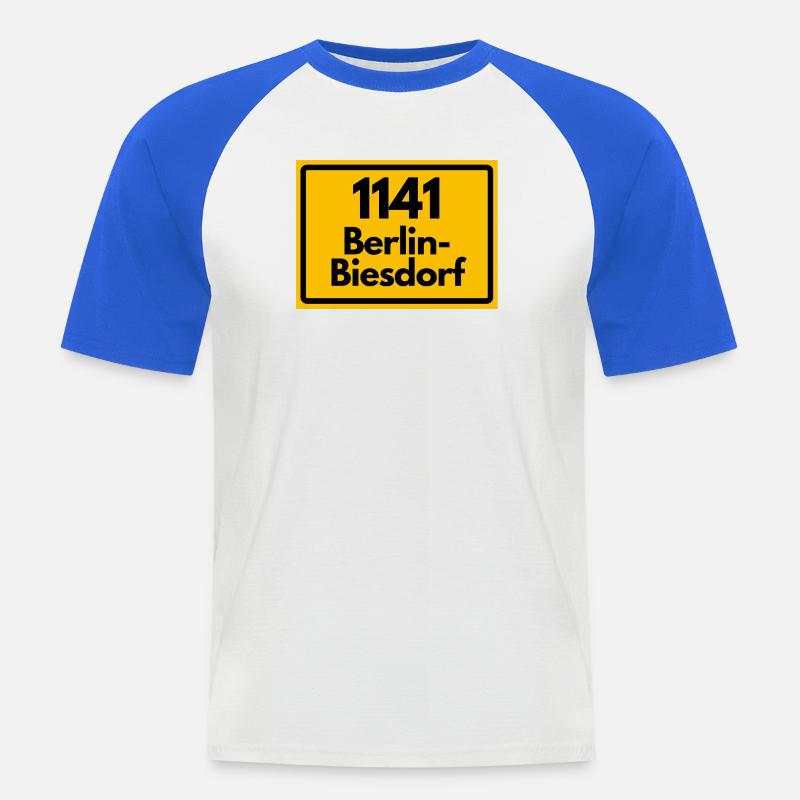 1141 BERLIN-BIESDORF DDR RETRO OSTALGIE - Männer Baseball-T-Shirt - Weiß/Royalblau