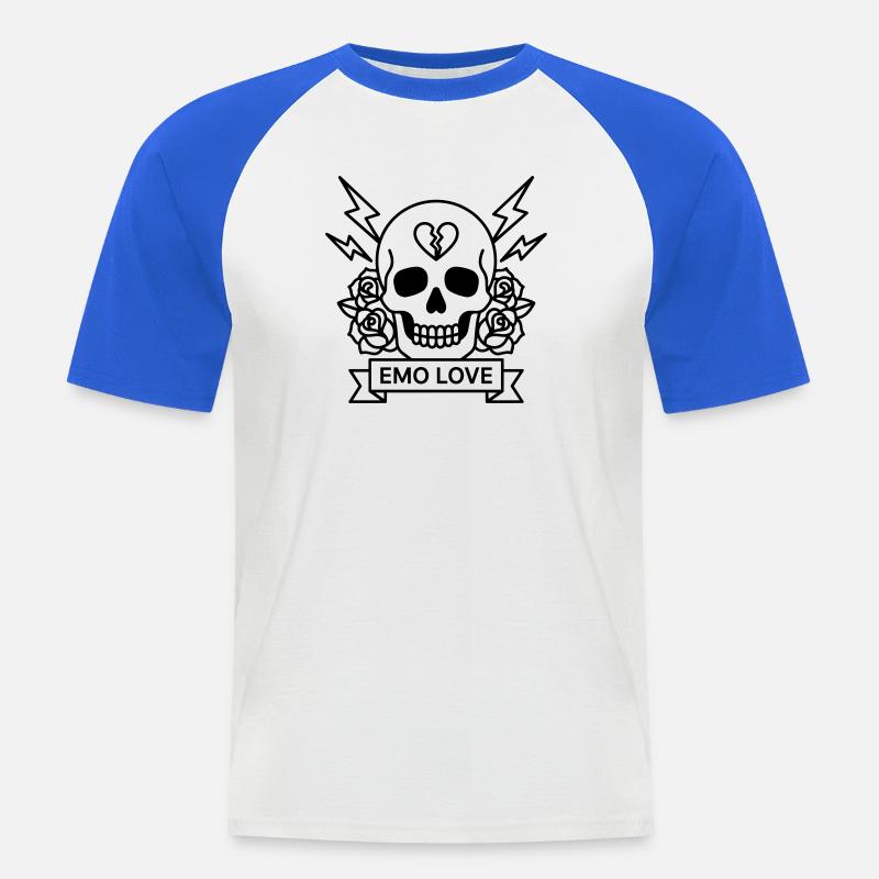 EMO - Männer Baseball-T-Shirt - Weiß/Royalblau