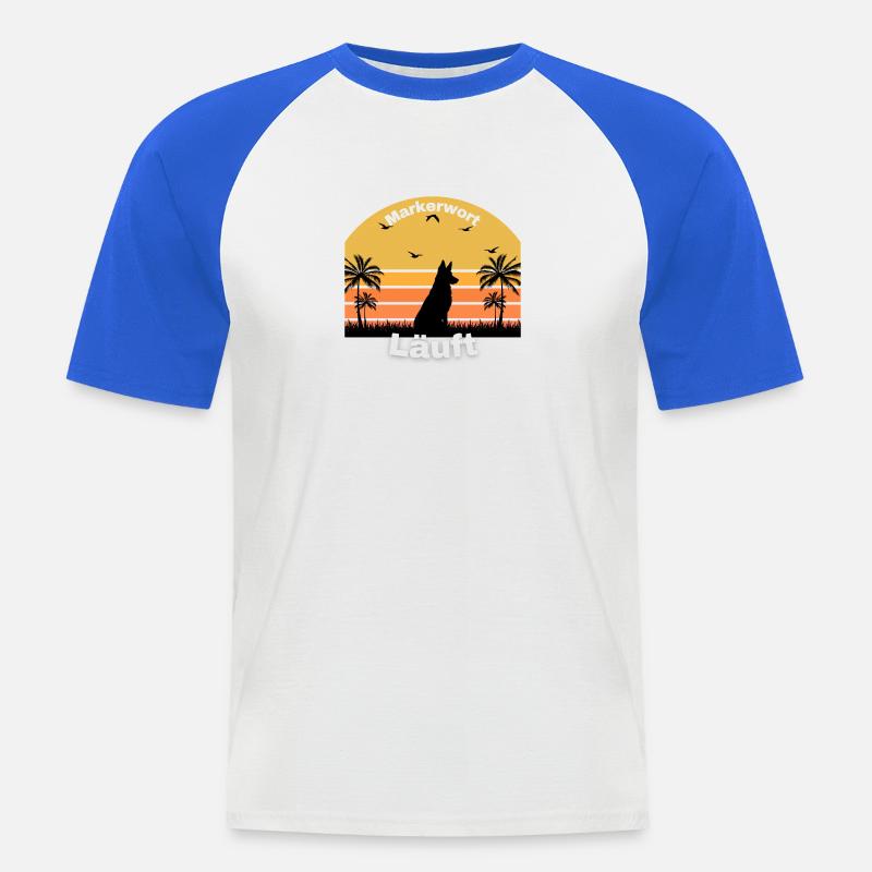 Exécution de mots de repère - T-shirt baseball manches courtes Homme - blanc/bleu royal