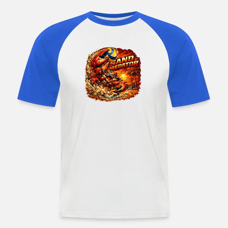 Sand Predator attack - Männer Baseball-T-Shirt - Weiß/Royalblau