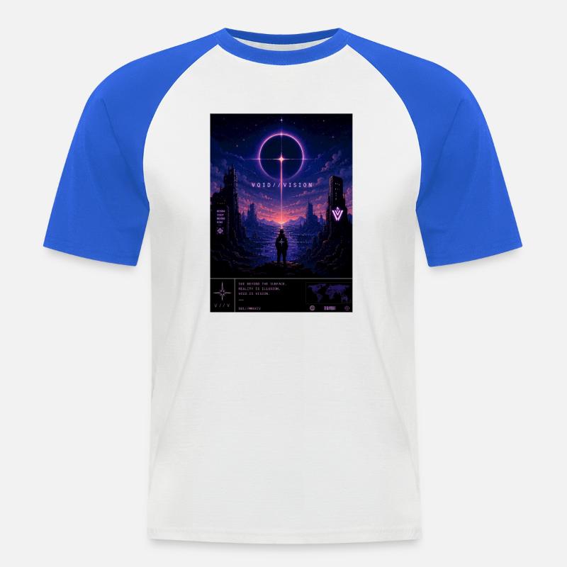 VOID//VISION – Pixel Void Dreams - Men's Baseball T-Shirt - white/royal blue