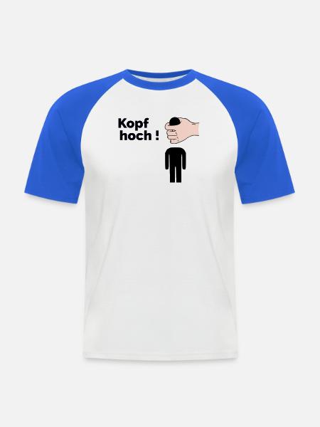 Kopf hoch - Männer Baseball-T-Shirt - Weiß/Royalblau