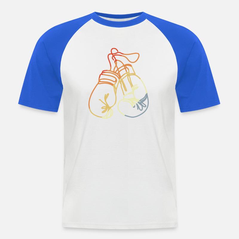 Boxhandschuhe Retro Style - Männer Baseball-T-Shirt - Weiß/Royalblau