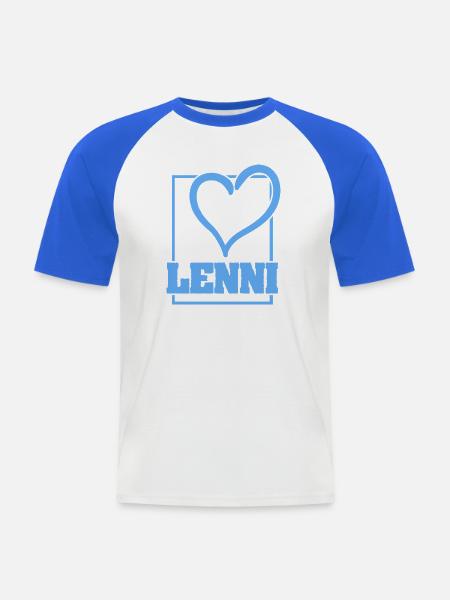 LENNI Herz Logo Shirt - Männer Baseball-T-Shirt - Weiß/Royalblau