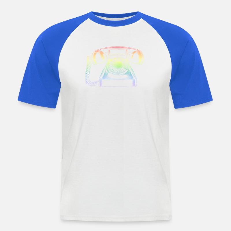 Telefon - Männer Baseball-T-Shirt - Weiß/Royalblau