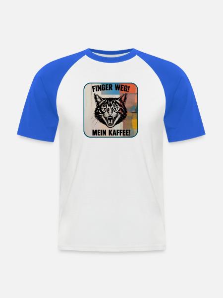 Finger Weg! Mein Kaffee Katzengraffiti - Männer Baseball-T-Shirt - Weiß/Royalblau
