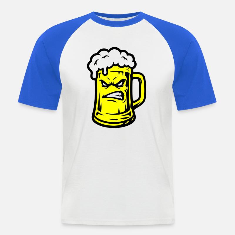 Bier Comic - Männer Baseball-T-Shirt - Weiß/Royalblau