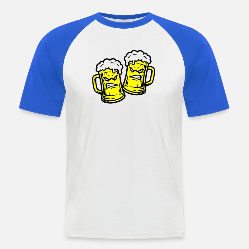 Bier Comic Bierglas - Männer Baseball-T-Shirt - Weiß/Royalblau
