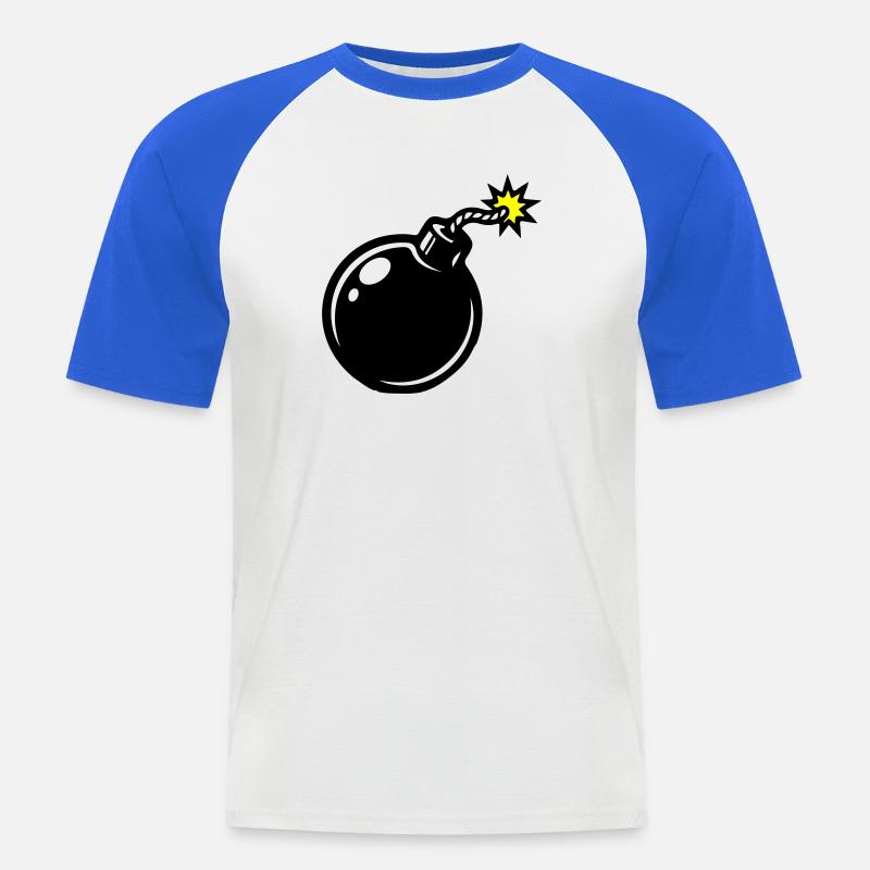 Bombe Comic - Männer Baseball-T-Shirt - Weiß/Royalblau