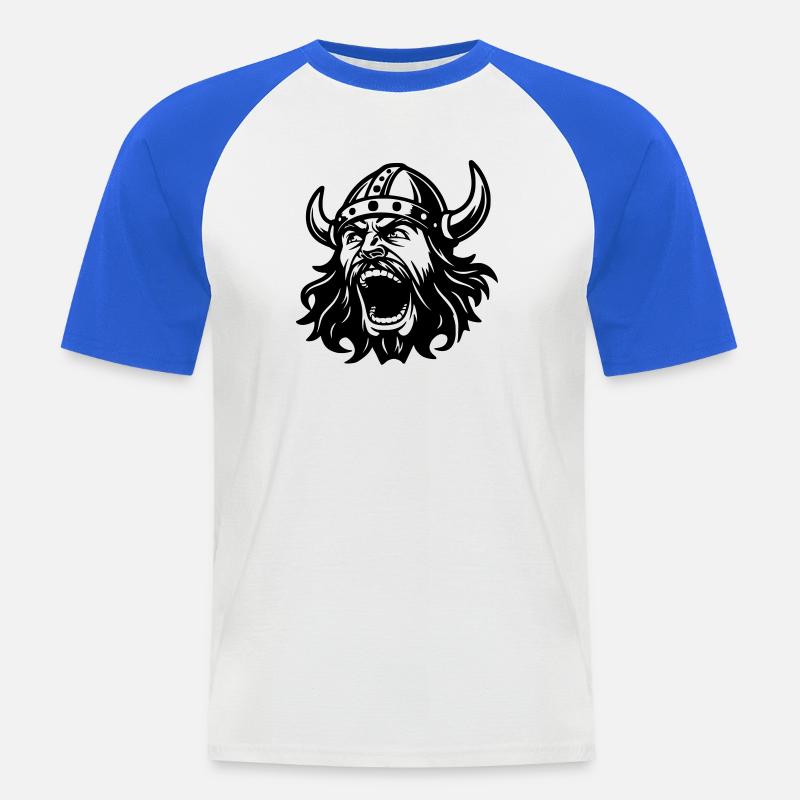 Wikinger Black Head - Männer Baseball-T-Shirt - Weiß/Royalblau