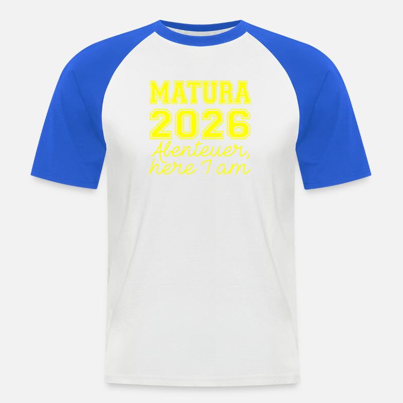 Matura 2026 Spruch - T-shirt baseball manches courtes Homme - blanc/bleu royal