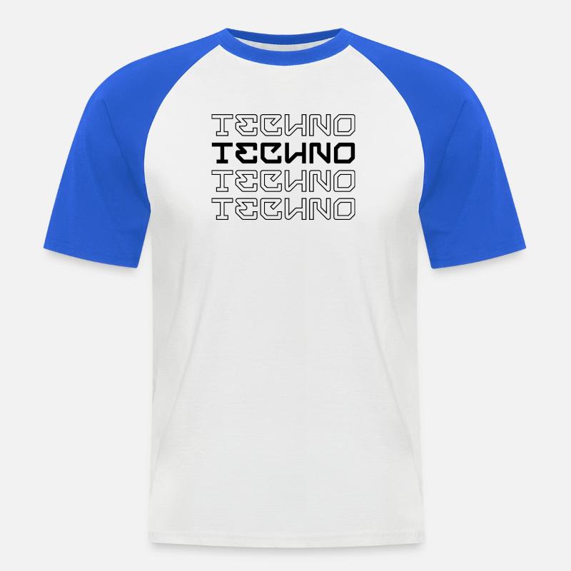 Techno-modernes Typografie-Logodesign - Männer Baseball-T-Shirt - Weiß/Royalblau