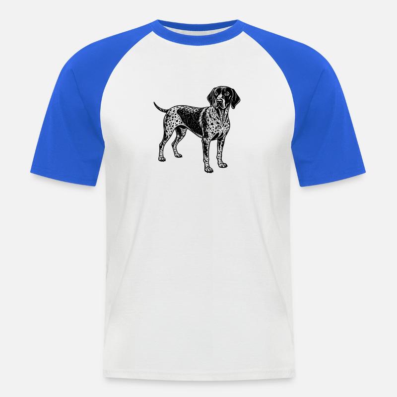Deutscher Kurzhaar-Pointer - Männer Baseball-T-Shirt - Weiß/Royalblau
