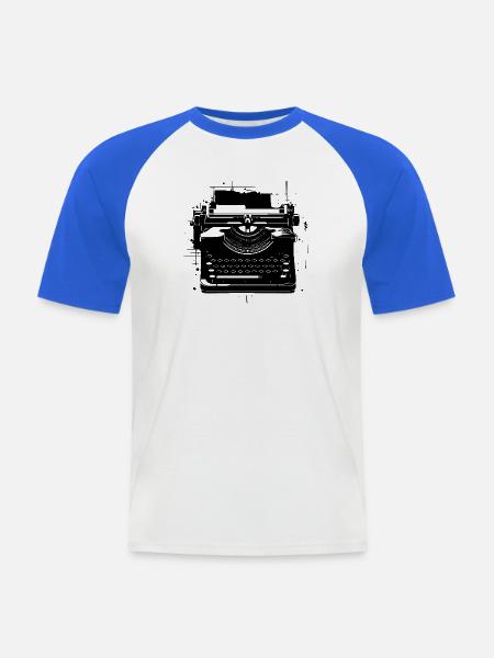 Machine à écrire à l’ancienne - T-shirt baseball manches courtes Homme - blanc/bleu royal