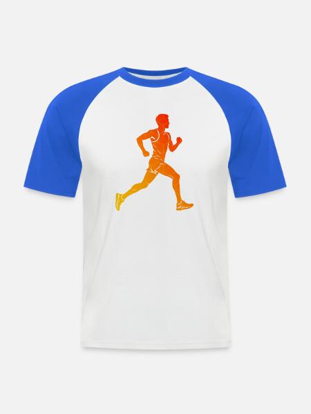 Marathonlaufen Geschenkidee für ein Marathonläufer - Männer Baseball-T-Shirt - Weiß/Royalblau