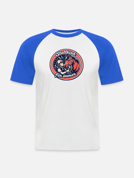 Stallkind Pferdeherz Forever - Männer Baseball-T-Shirt - Weiß/Royalblau