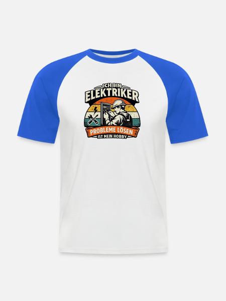 Elektriker Hobby: Probleme lösen - Männer Baseball-T-Shirt - Weiß/Royalblau
