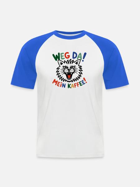 Weg Da Mein Kaffee - Männer Baseball-T-Shirt - Weiß/Royalblau