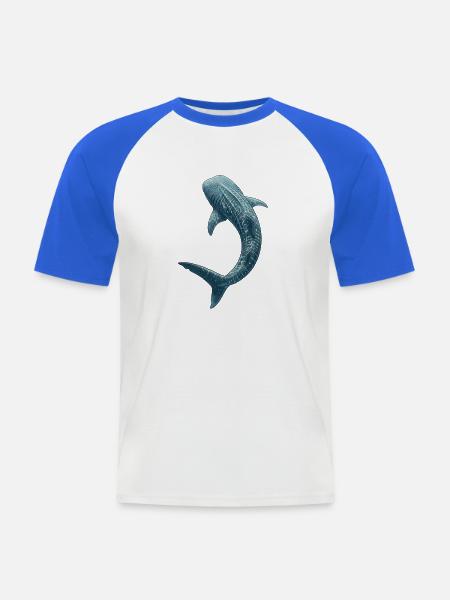 Detaillierte Walhai-Kunst Meereslebewesen - Männer Baseball-T-Shirt - Weiß/Royalblau