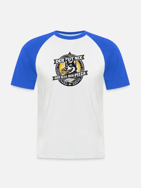 Pizza Hund Logo Motiv - Männer Baseball-T-Shirt - Weiß/Royalblau