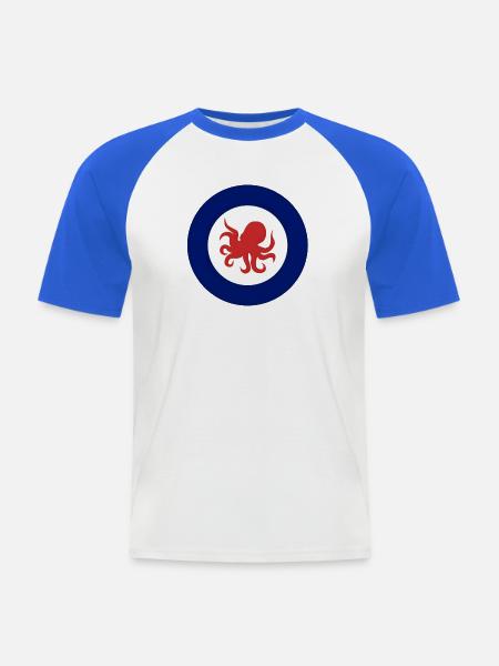 Octohug - Männer Baseball-T-Shirt - Weiß/Royalblau
