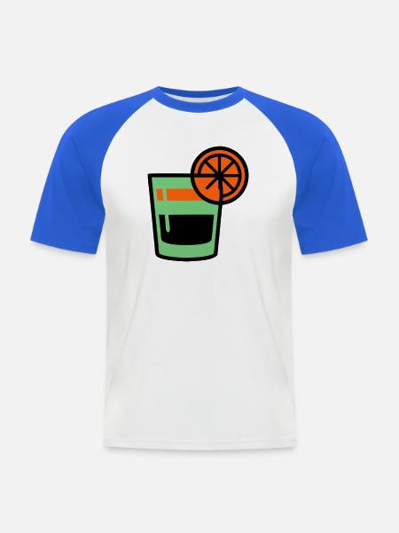 Cocktail Glas Logo - Männer Baseball-T-Shirt - Weiß/Royalblau