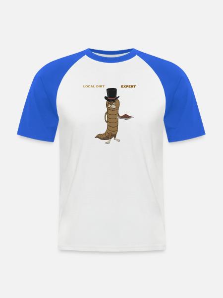 Gentleman-Wurm mit Nachtisch - Männer Baseball-T-Shirt - Weiß/Royalblau