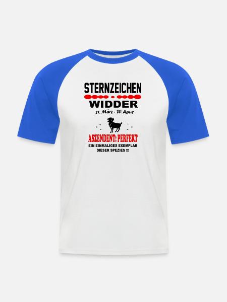 Widder Sternzeichen Horoskop Aszendent Perfekt - Männer Baseball-T-Shirt - Weiß/Royalblau